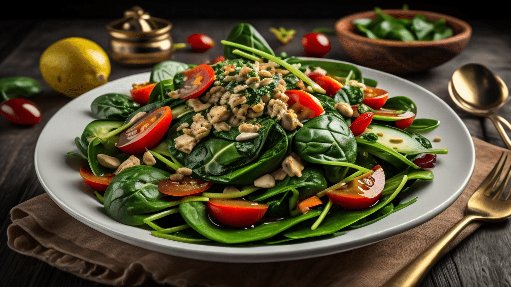 A spinach salad, foods that boost testosterone