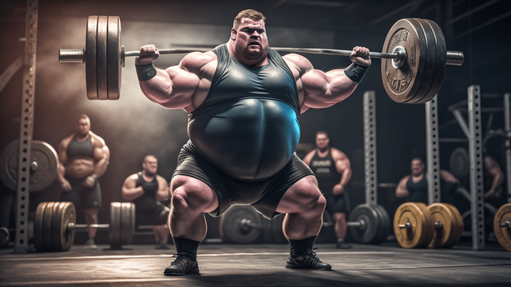 Why are powerlifters fat, lifter squatting barbell